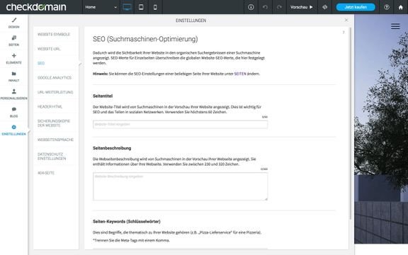 Die allgemeinen Einstellungen zu SEO-Zwecken Ihrer Website