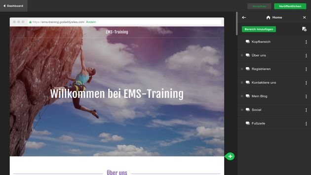 In einem frischen und modernen Look erwartet Sie der Website-Editor