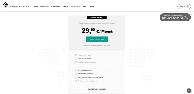 web4business bekommen Sie als Komplettpaket für rund 30 Euro pro Monat