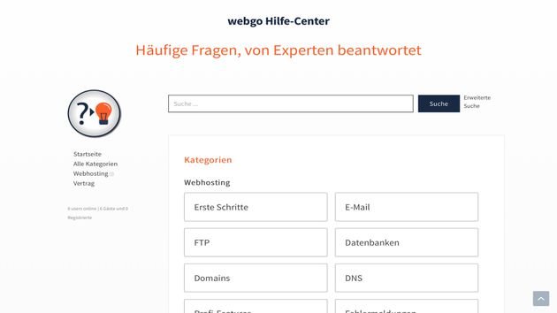 Das FAQ-Center bei webgo