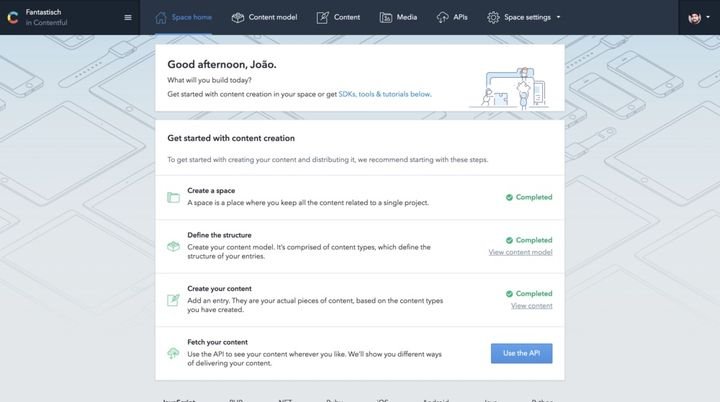 Ein kleiner Blick auf die Contentful-Benutzeroberfläche