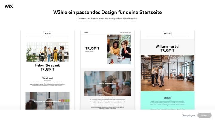 Wix bietet dir eine KI-Hilfe zur Erstellung deiner Seite an