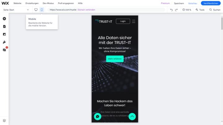 Die Smartphone-Vorschau verrät dir, ob du Objekte passend platziert hast