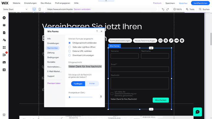 Per App baue ich ein Kontaktformular in die Webseite ein
