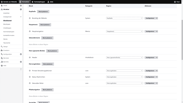 In Drupal baust du dir deine Page aus eigenen Blöcken zusammen