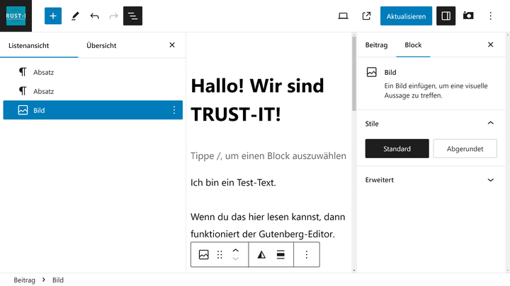 Ändere die Block-Reihenfolge einfach per Drag-and-Drop