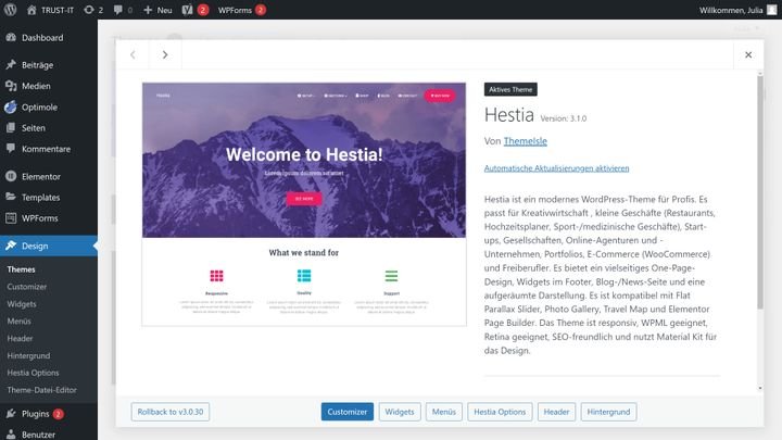 Für meinen Test kam die schicke und flexible Vorlage “Hestia” zum Einsatz