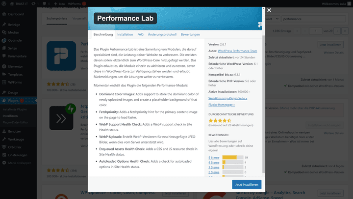 Manche Plugins erlauben dir, die Performance deiner Webseite zu verbessern
