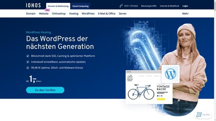 Anbieter wie IONOS bieten dir ein angepasstes WordPress-Hosting an