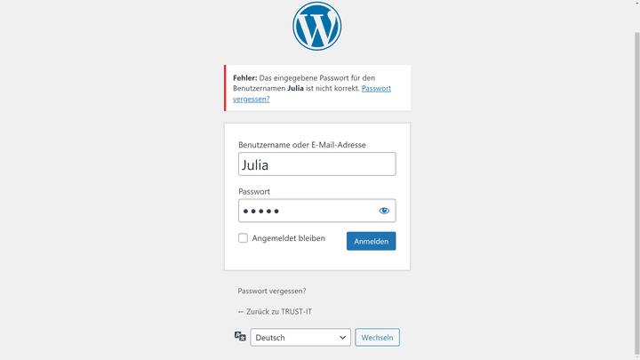 WordPress gibt Hacker:innen unabsichtlich einen Hinweis, ob der geratene Nutzernamen richtig ist
