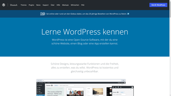 Unter de.wordpress.org erhältst du die deutsche Version von WordPress