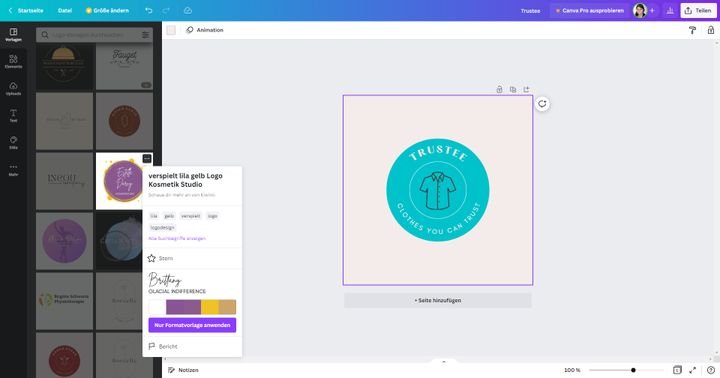 Klicken Sie sich durch die Vorschläge, ohne jedes Mal den Schriftzug anpassen zu müssen