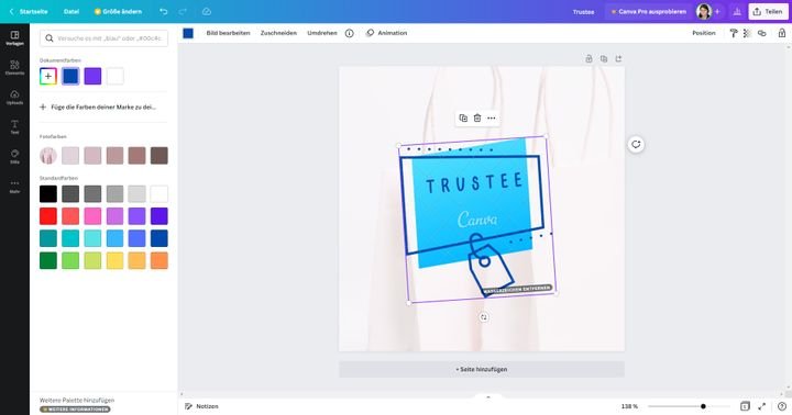 In diesem Beispiel lässt sich die Rahmenfarbe des Elements anpassen, nicht aber die hellblaue Rückfläche
