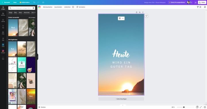 Vom Lesezeichen bis zum Smartphone-Wallpaper bietet Canva nahezu alles an gestaltbaren Medien