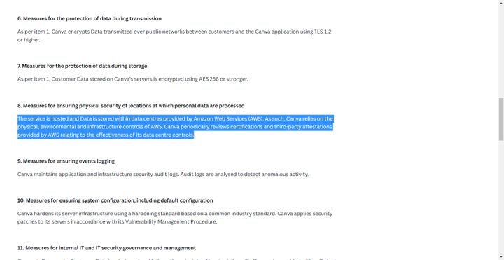 Canva nennt den Hoster aber nicht den Standort der Server