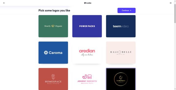 Wählen Sie einige fertige Logos aus, um der KI Ihren Geschmack zu vermitteln