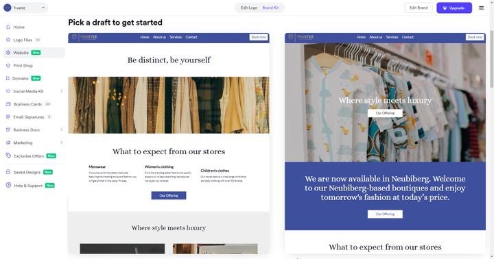 Lassen Sie sich eine passende Website generieren