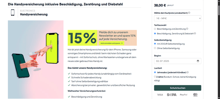 hepster bietet eine flexible und transparente Handyversicherung zu soliden Preisen, die sich im Vergleich aber dennoch nicht gegen Easy Insurance und Co. durchsetzen kann