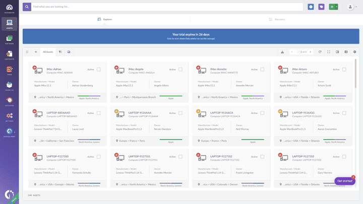 Auch in der Assetverwaltung stellt InvGate eine kompakte Kartenansicht bereit