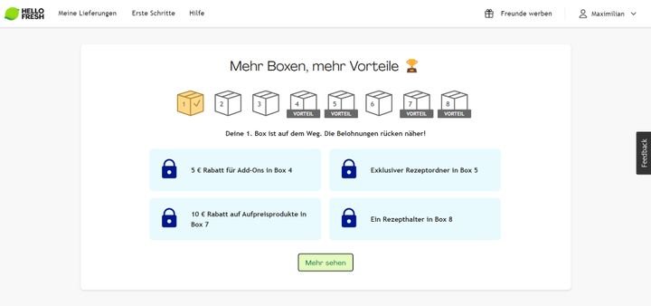In regelmäßigen Abständen schaltet ihr mit den Boxen Boni und Vorteile frei