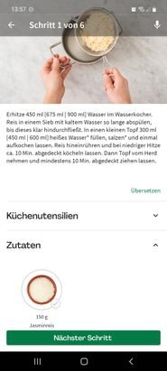 Wollt ihr die physischen Rezeptkarten nicht nutzen, könnt ihr euch das Rezept auch in der App vorlesen lassen