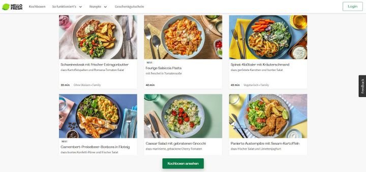 Ein Blick auf einige der Gerichte von HelloFresh in meinen Testwochen