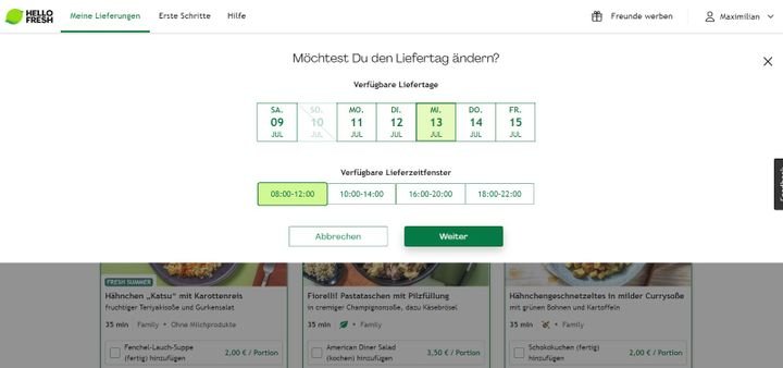 Die Lieferkonditionen von HelloFresh sind recht flexibel und richten sich nach eurem Zeitplan