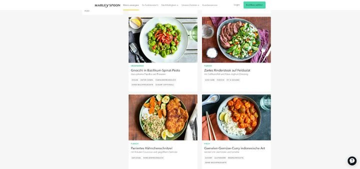 Marley Spoon trumpft mit einigen sehr fantasievollen Rezepten auf