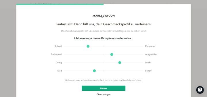 Das Geschmacksprofil von Marley Spoon ist eine coole Idee