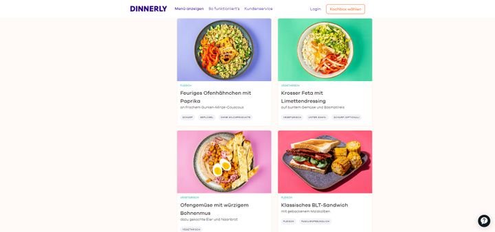 Die Gerichte bei Dinnerly stammen aus verschiedenen Weltküchen, sind in der Regel aber relativ bodenständig