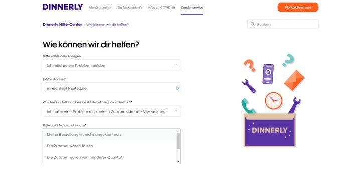 Über ein Kontaktformular im Help Center könnt ihr ebenfalls eure Anfrage an den Support verschicken