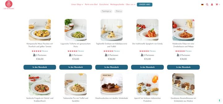 Bei My Cooking Box finden Sie authentische italienische Gerichte und Rezepte sowie Desserts, Wein und italienische Snacks