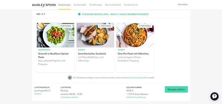 Marley Spoon und Co. erinnern euch rechtzeitig daran, bis wann ihr eure Boxen bearbeiten oder pausieren könnt