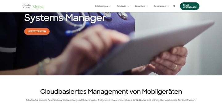 Mit dem Systems Manager von Cisco Meraki verwalten und sichern Sie Ihre unternehmenseigenen Mobilgeräte