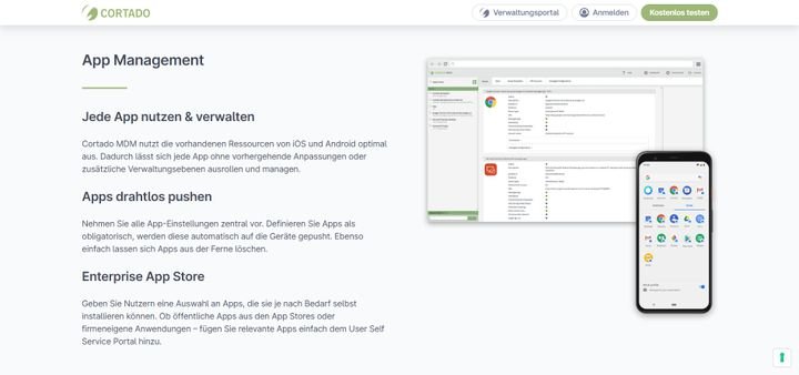 Mit Cortado verwalten Sie nicht nur Geräte, sondern kümmern sich auch um die Verfügbarkeit von Apps