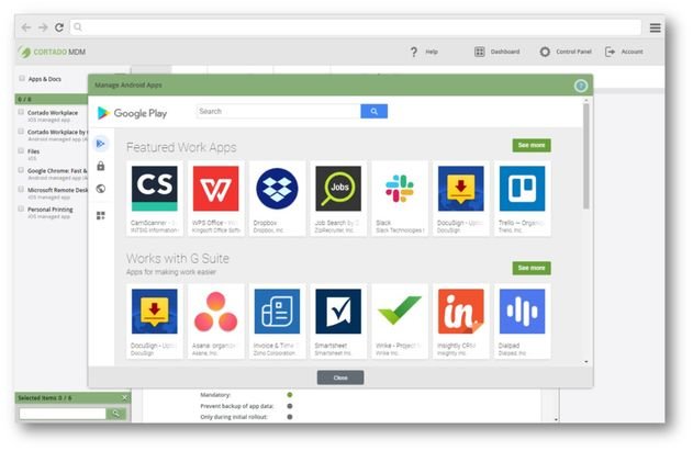 Alle Apps, die für Ihre Geräte verfügbar sind, haben Sie mit Cortado im Blick