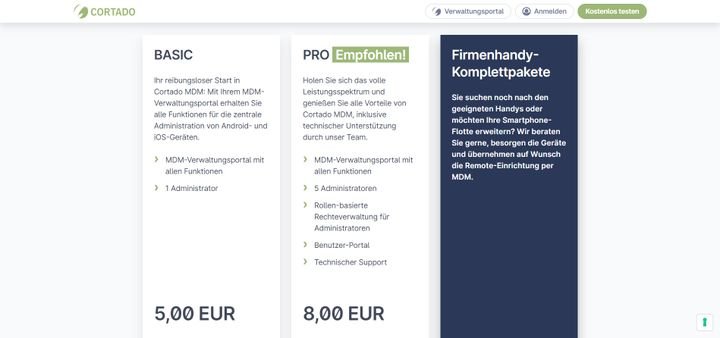 Ein Blick auf das Pricing von Cortado