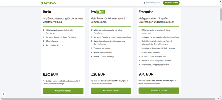 Ein Blick auf das Pricing von Cortado