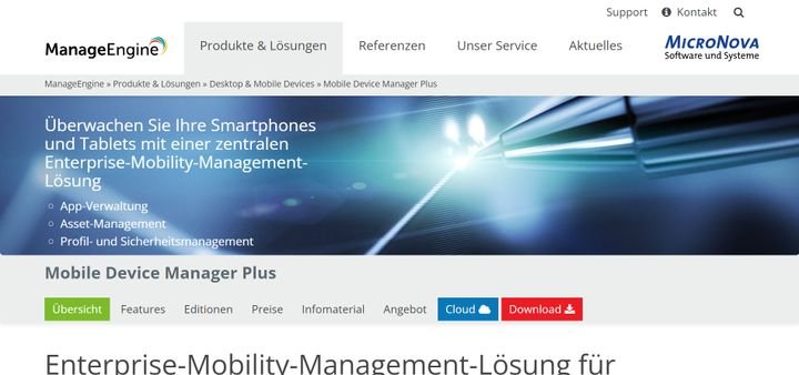 ManageEngine bietet mit dem Mobile Device Manager Plus umfangreiches MDM für Ihre Android-, iOS- und Windows-Geräte