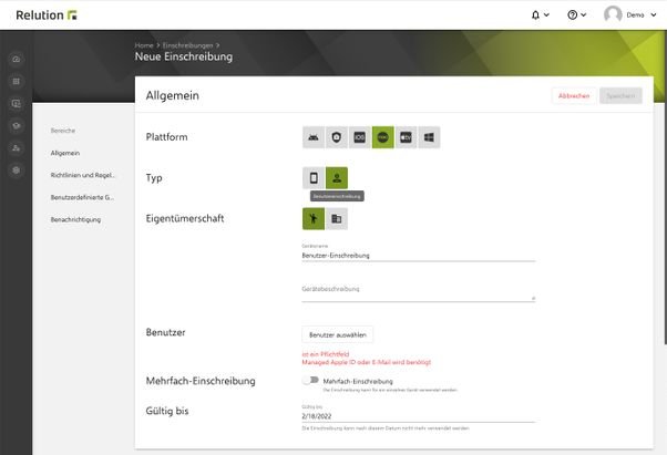 Geräte und User verwalten Sie in Relution einfach und übersichtlich
