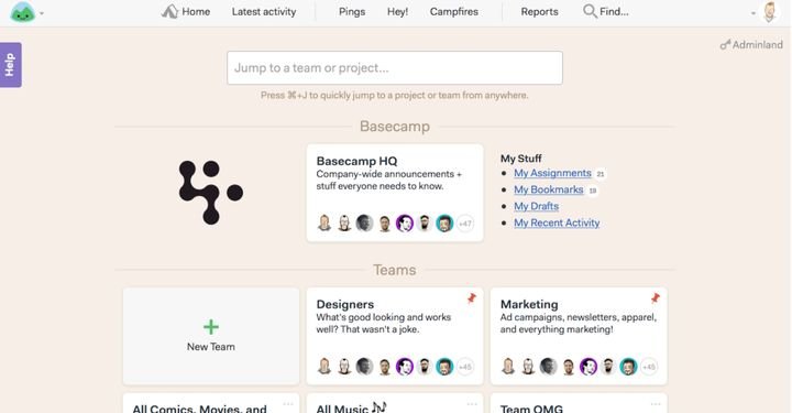 In Basecamp organisieren Sie sich nach Projekt oder Team