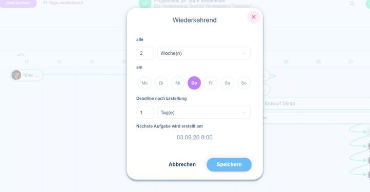 Sie können über wenige Klicks wiederkehrende Aufgaben erstellen