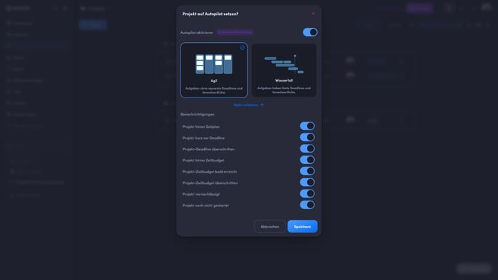 Der Autopilot in awork kann individuell von Ihnen eingestellt werden
