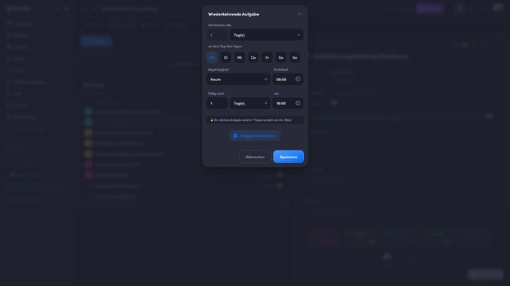 Sie können über wenige Klicks wiederkehrende Aufgaben erstellen
