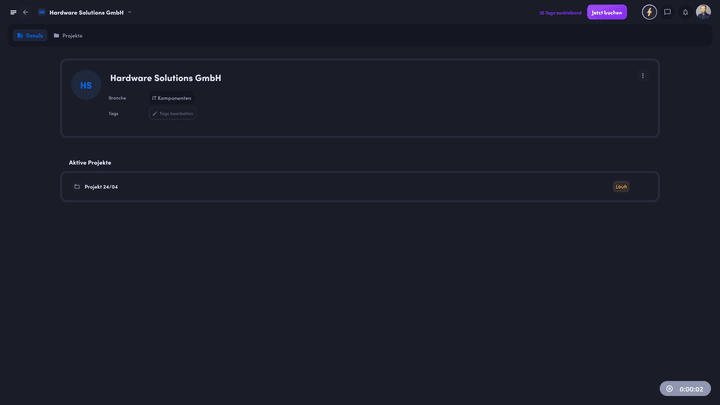 awork bietet eine schlichte, aber nützliche Kundenkartei