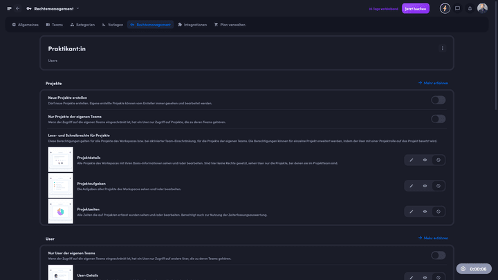 Legen Sie jederzeit eigene Profile für Berechtigungen fest