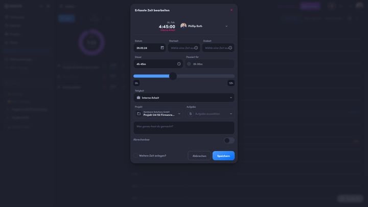 awork erlaubt eine detaillierte Zeiterfassung, die bei Fehlern nachbearbeitet werden kann