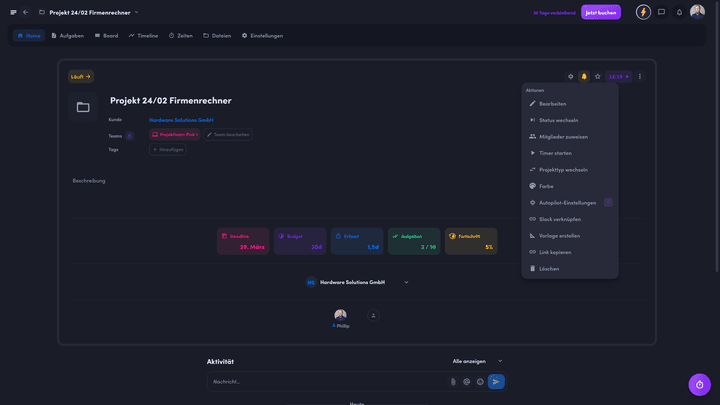 Mit Drag-and-Drop lassen sich Projekte in awork ganz einfach bearbeiten