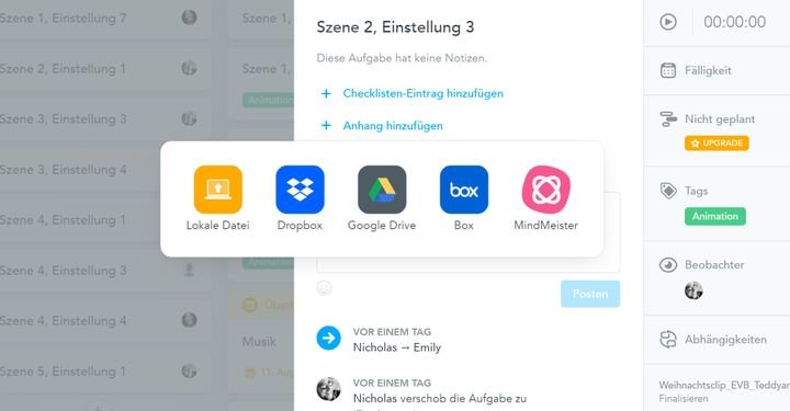 In MeisterTask lassen sich Anhänge zu bestimmten Aufgaben hinzufügen