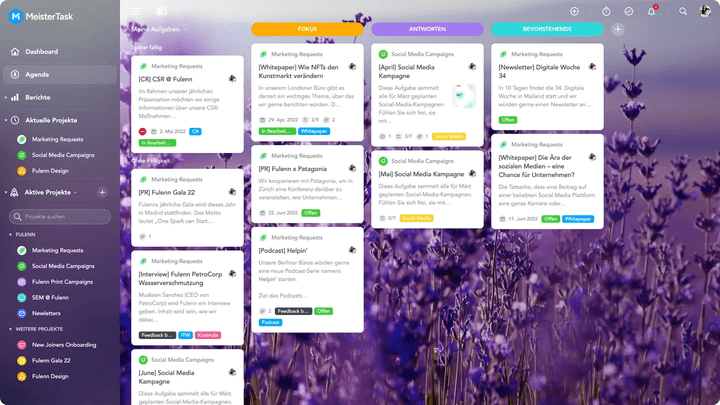 Die persönliche Agenda zeigt Ihnen alle fälligen Aufgaben und Tasks übersichtlich an